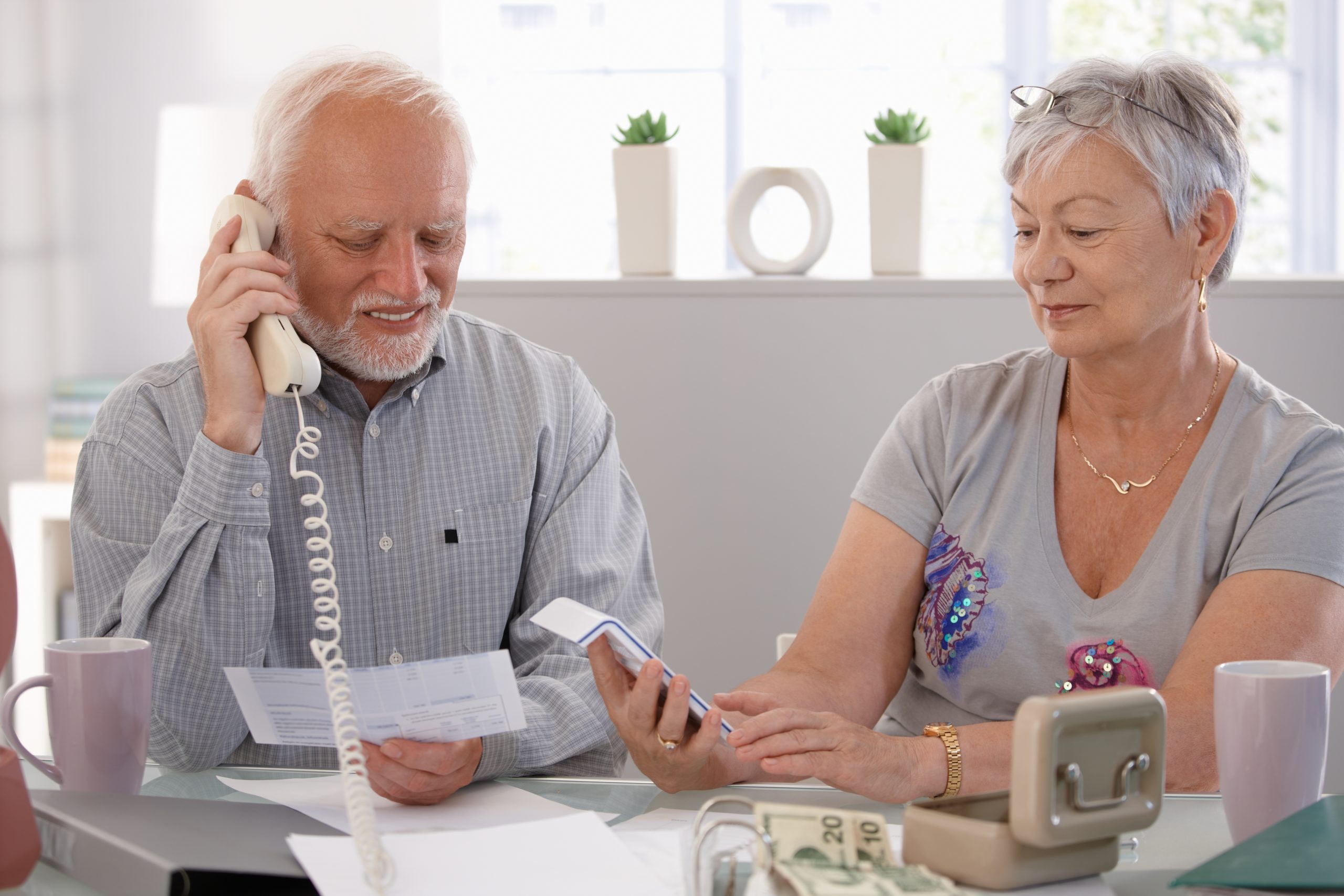 senior couple doing finances