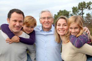 family group hug