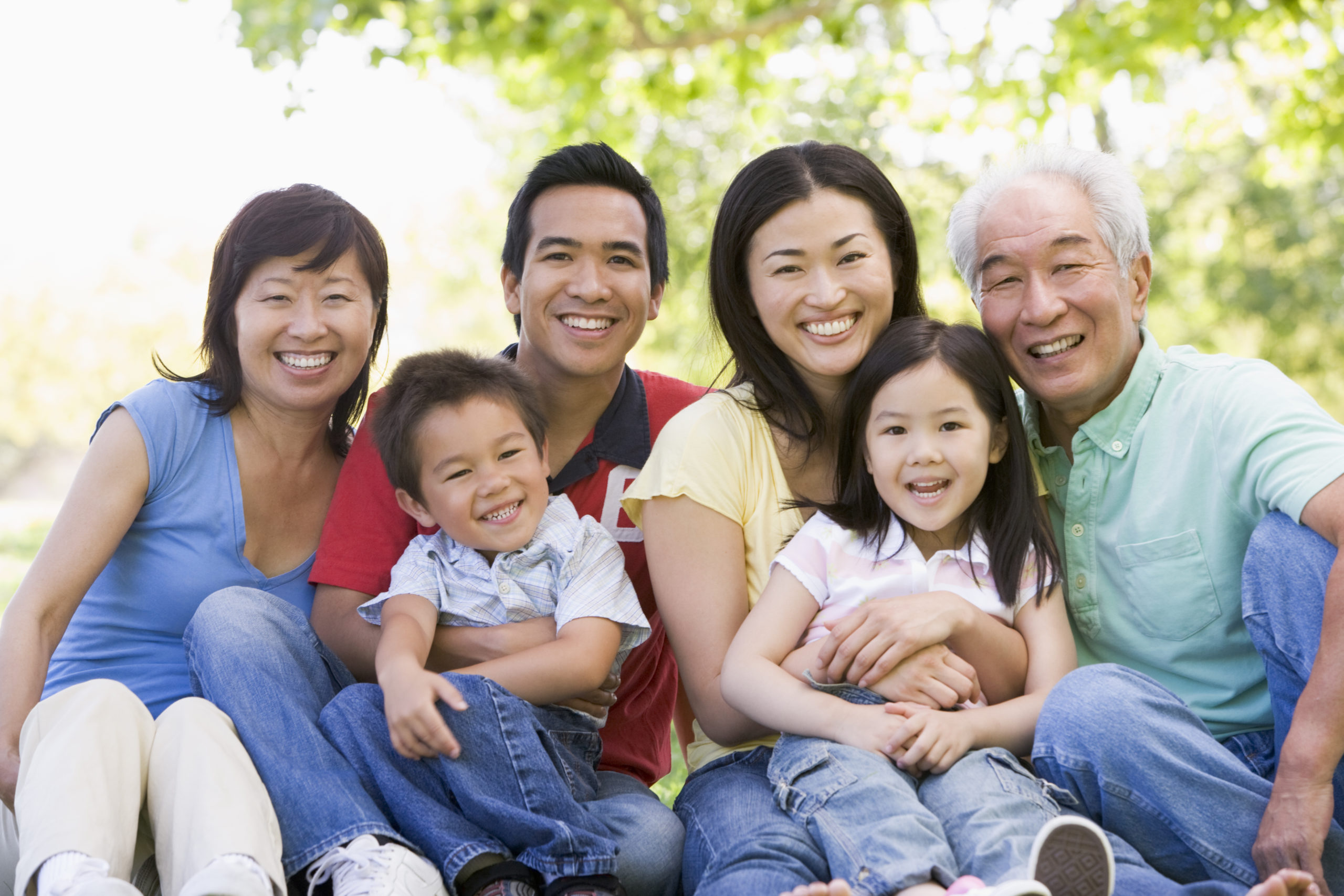 three generation asian family